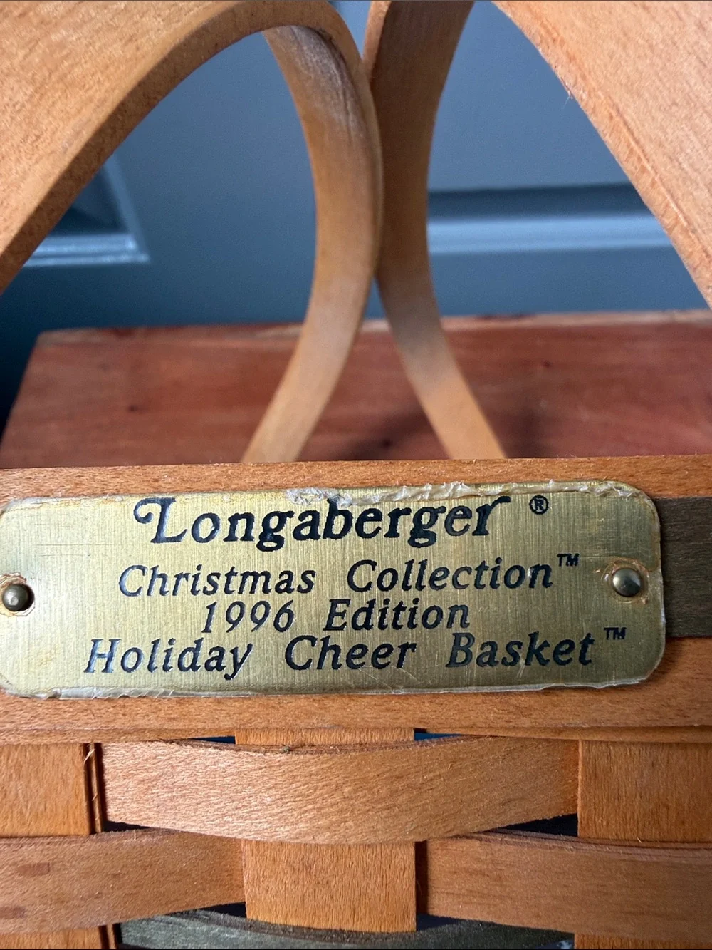 Longaberger Two-Tone Woven Basket - Natural & Olive Stripe